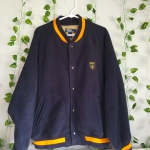 Polo by Ralph Lauren Fleur de Lis Vtg Men Fleece Bomber Jacket XL Snap B…